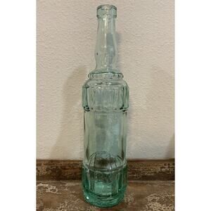 Vtg Himark Empty Green Blue Ornate Glass Bottle 12 1/2” H Made In Spain